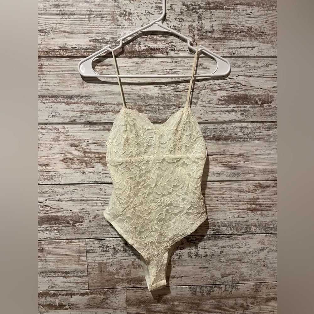 Topshop Cream Lace Bodysuit
